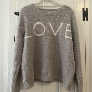 Cozy Co by Cozy Casual “LOVE” Grey Fluffy Crewneck